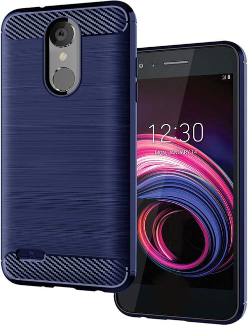 Slim Thin Soft Flexible TPU Carbon Fiber Shockproof Texture Protective Cover for LG Aristo 2, Compatible with LG