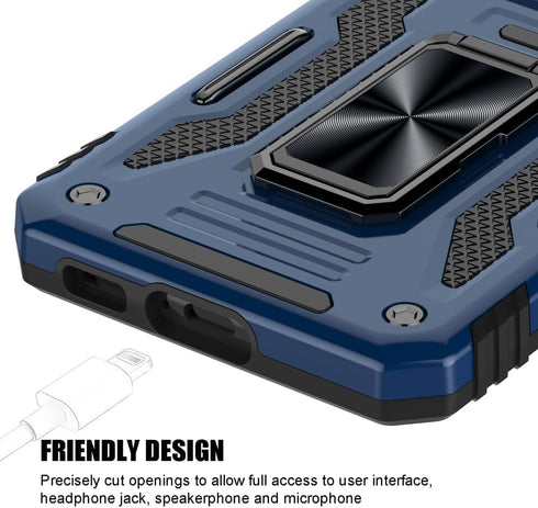 Samsung Galaxy S23 Case, Shockproof Phone Case with Sliding Camera Cover & Rotatable Ring Holder, 6.1", Dark Blue