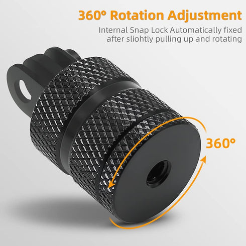 Aluminum 1/4 inch 20 Camera Mount, 360 Degree Rotation Tripod Adapter for GoPro Hero 12 Black, DJI Action4/3, Xiaoyi 4K