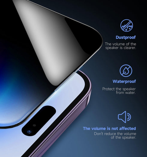 MAGIC JOHN iPhone 14 Pro Privacy Screen Protector 6.1" - 2 Pack, Tempered Glass, Bubble Free, Anti-Scratch, Case