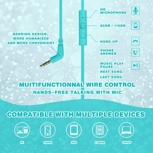 Kids Volume Limited 85/110dB Wired Over-Ear/On-Ear Foldable Headset with Inline Cable AUX 3.5mm Cord Mic for Boys and