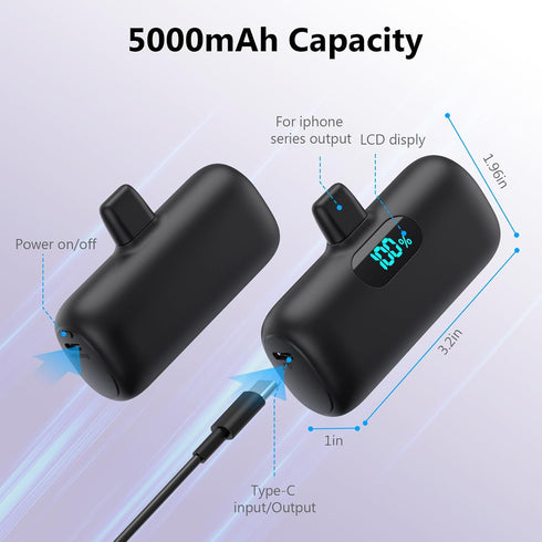 HETP 14/13 5000mAh Pack,LCD 14/14 Max/13/12 Pro/11/XS/XR/X/8/7/6 Mini Portable Charger for iPhone Series,Upgraded PD