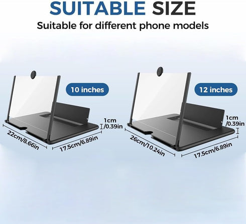 2026 3D 12inch) Screen Mobile Phone Magnifier, New HD Screen Expander, Portable Enlarger Movies Gaming Video,Foldable