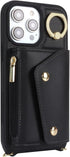 iPhone 12 Pro Max Case with Card Holder and Strap, Zipper Pocket, Crossbody Lanyard Strap, Cute Phone Wallet Case for