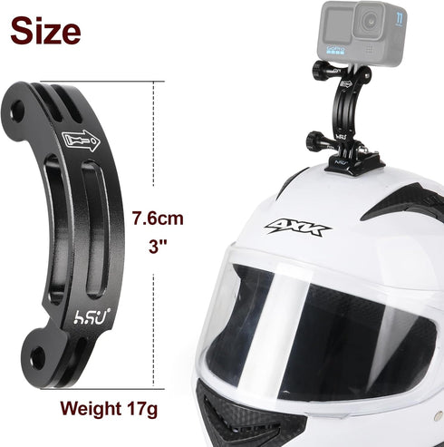 HSU Aluminum Alloy Curved Extension Arm (3”) Metal Pole Mount Helmet Stick Extension Arm Mount for Hero 12/11/10/9/8/7/6 Black, DJI Osmo Action 4/3 and More Action Cameras (Black)
