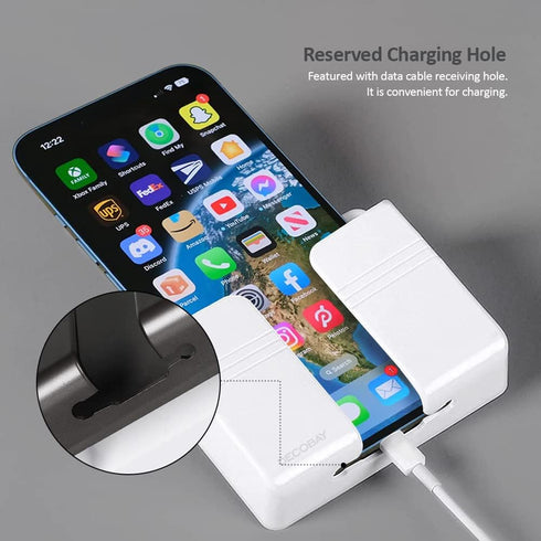 D1 Wall Mount Phone Holder, Adhesive Stand with Data Cable Receiving Hole for Shower and RV