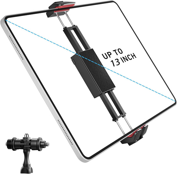Phone Holder for Tripod with 1/4” Screw Adapter, iPad Pro 13", iPad Air, iPad Mini, Samsung Galaxy Tab, Cell Phone