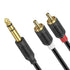J&D 1/4" TRS to 2RCA Cable, Gold Plated 6.35mm Stereo Male to Dual RCA Male Y Adapter for AV Receiver, Amplifier,