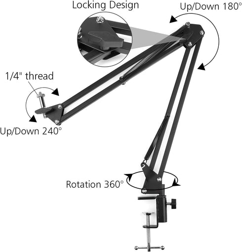 ChromLives Overhead Video Stand Phone Holder, Articulating Arm for Streaming, Baking, Crafting, Tablet Phone Holder