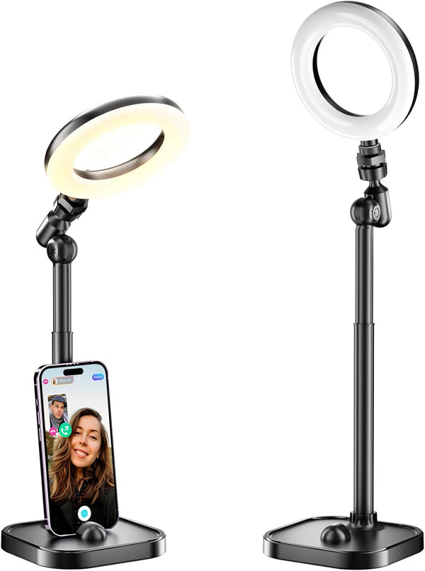 Mionondi Ring Light for Desk, Portable Streaming Lights for Video Recording, 5 Halo