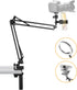 Phone Holder for Bed Desk, Flexible Camera Arm Desk Mount Clamp with Phone Holder and Ball Head, Overhead Tripod Mount
