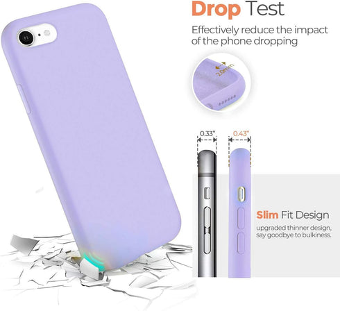 IceSword iPhone Case 2022/2020/7/8, Silicone Purple Liquid Gel Rubber Cover for 4.7" iPhone SE 3