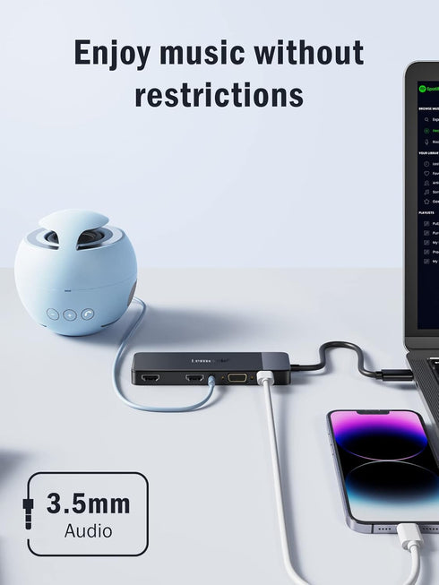 Lemorele 10 in 1 USB C Docking Station for Laptop, Triple Display Monitors Adapter w/4K Dual HDMI, 1080P VGA, 3