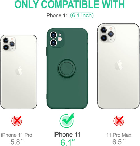 Hython for iPhone 11 Case with Ring Stand, 360° Rotatable Ring Holder Magnetic Kickstand, Slim Shockproof Soft Rubber