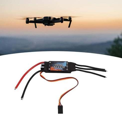 Generic 60A 5V 3A Bidirectional Brushless ESC, Full Power Testing, Responsive Handling for RC Car, Boat, Ship with BEC