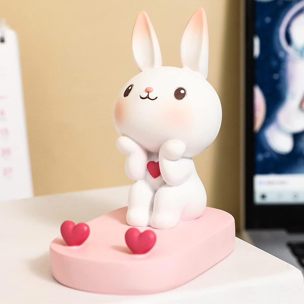 SIQITECHNO Cute Bunny Cell Phone Stand Holder Universal Resin Rabbit Smartphone Stand Desktop