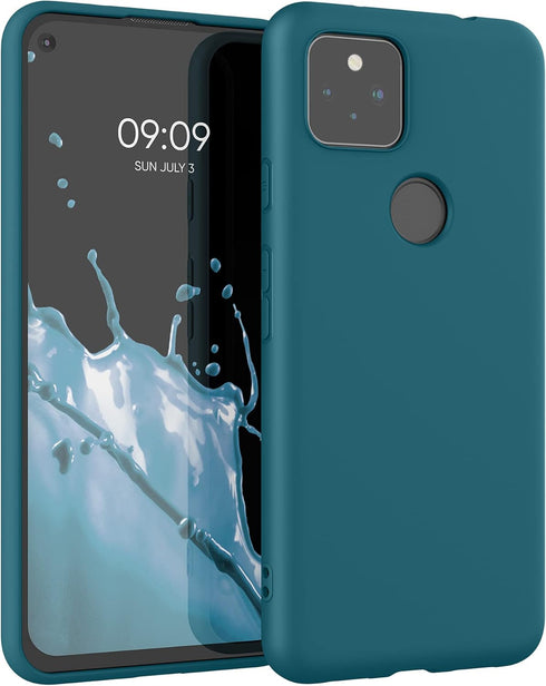 kwmobile Case for Google Pixel 5a 5G, Soft Slim Protective TPU Silicone Cover in Teal Matte