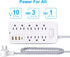 Roopersnake 8 4 Ports(1 Bluetooth Portable Speakers Extension Cord Surge Protector Power Strip - Flat Plug Braided