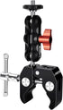 Super Clamp Camera Mount with Double Ball Head Adapter - 360° Rotation, Compatible with Canon Nikon DSLR, Gopro, LED