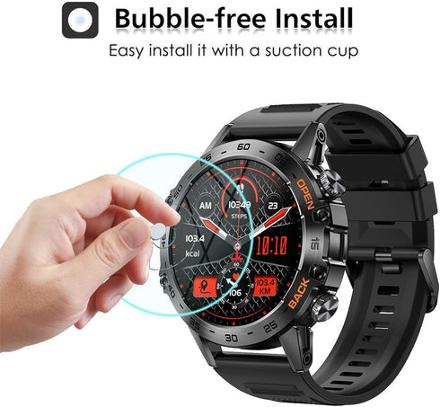 3 Pack Tempered Glass Screen Protector for SUNKTA K52 Smartwatch, Compatible with FOXBOX K-52 Anti-Scratch Foils