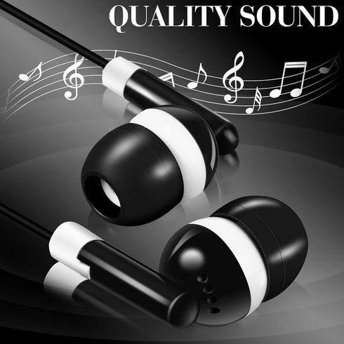 Konohan 100 Pack Bulk Earbuds for Kids | Basic Headphones in Ear for Classroom, Schools, Libraries, Laptop | Black