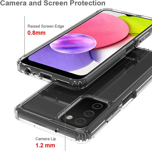 Sucnakp Premium Clear Back Panel + TPU Bumper Cover for Samsung Galaxy A03S Case, US Version (YKL Clear)