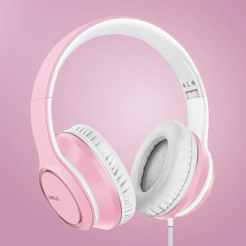 LORELEI X8 Over-Ear Wired Headphones with Microphone, 1.45m Tangle-Free Nylon Line, Lightweight Foldable for