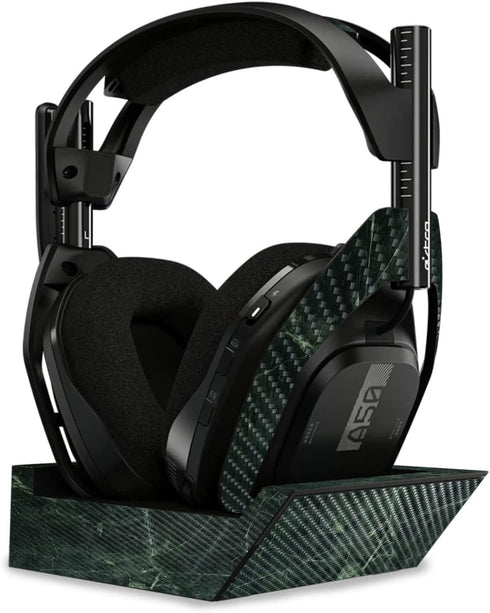 MightySkins Carbon Fiber Skin for Astro A50 Wireless Headphones + Base Station (Gen 4) - Green Marble, Durable Finish