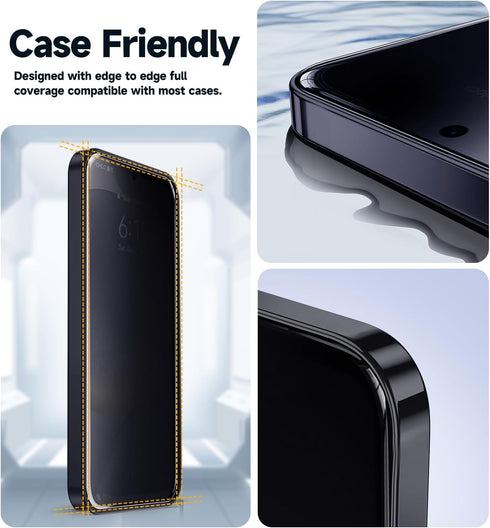 MAGIC JOHN Privacy Glass Screen Protector for Samsung Galaxy S24 - 2 Pack, Anti-Spy, Bubble-Free, Case Friendly,