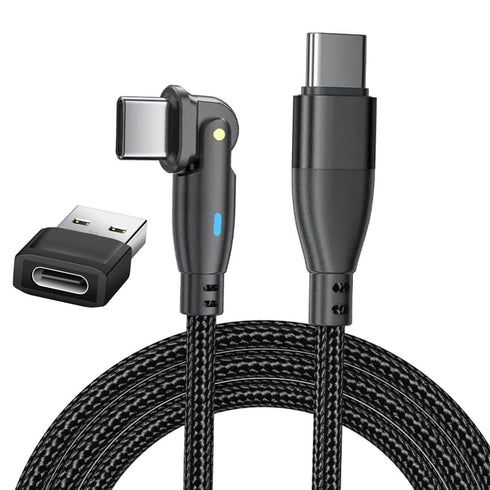 USB C to USB C Fast Charging Cable 6ft 60W with USB A Adapter, 180° Rotating Fast Charge Cable, Nylon Braided for