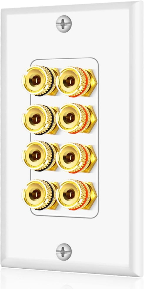 TNP Products TNP Home Theater Wall Plate - Banana Plug Wall Plate, 4 Speaker