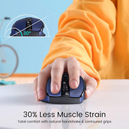 Wireless Mouse, D-09 Computer Mouse USB Cordless Mice for Laptop, Ergo Grips, Lightspeed 5-Level 2400 DPI, 16 Months Battery, Portable for PC Mac Chromebook (Sapphire Blue)