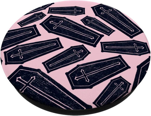 Pastel Goth Coffin Creepy Horror Psychobilly Pink Black PopSockets PopGrip: Swappable Grip for Phones & Tablets