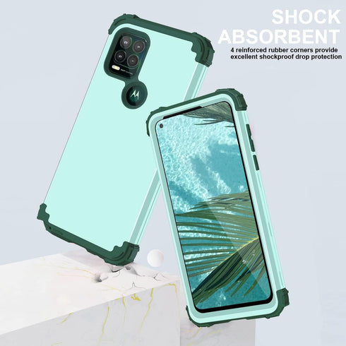 Case for Moto G Stylus 5G, Heavy Duty Shockproof Antiscratch Protective 3 in 1 Hard PC Silicone Bumper, Green