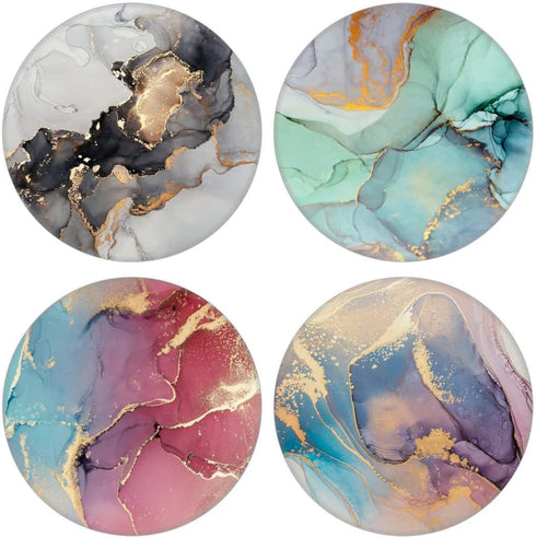 4 Pack Cell Phone Holder, Phone Grip for Smartphone, Finger Expanding Kickstand - Rose Gold Marble Pink Purple Black