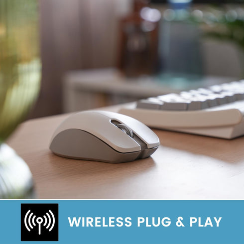 Perixx PERIMICE-621M Wireless Mouse, Silent Click with Ergo Design, Compatible for Desktop and Laptop PC (Beige)