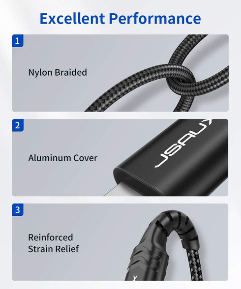 JSAUX 6FT Lightning to 3.5mm Audio Cable - MFi Certified for iPhone 14/13/12/11/X/8 - Black Aux Cord