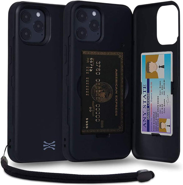 TORU CX PRO Wallet Case for iPhone 12 Pro Max | Shockproof Heavy Duty Cover with Hidden Card Holder & Wrist Strap