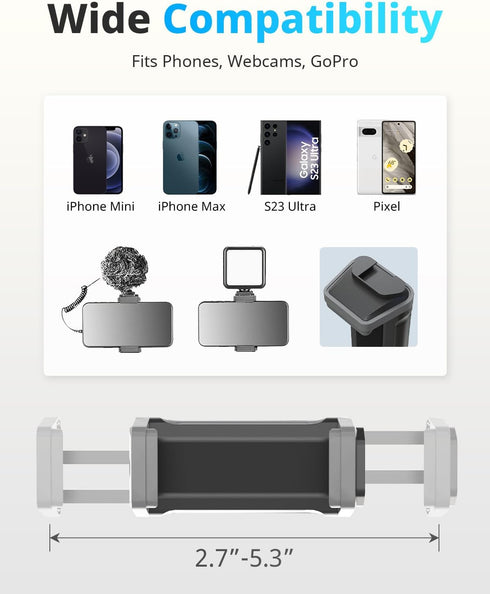 UBeesize Overhead Phone Mount Flexible Webcam Arm with Phone Holder and Ball Head for Live Streaming & Photography