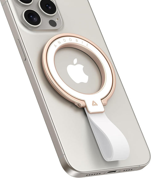 andobil Magnetic Phone Grip Holder for MagSafe, 2024 Unrivaled Stability, Rosegold, Compatible with iPhone 15 Pro Max
