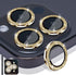 Camera Lens Protector for iPhone 14 Pro & Pro Max, Tempered Glass with Aluminum Alloy Ring - Glitter Gold