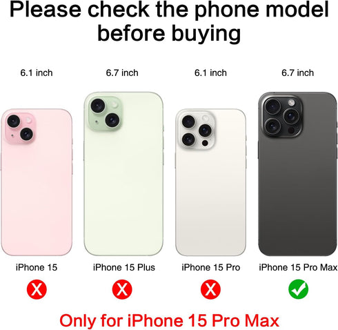 2PCS ASDAWN Back Rear Camera Lens Glass Replacement for iPhone 15 Pro Max 6.7 Inches with Installation Manual