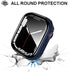 YMHML Waterproof Blue Case for Apple Watch Series 8/7 45mm, Tempered Glass Screen Protector, Slim Bumper