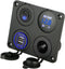 Linkstyle 4 in 1 Charger Socket Panel, 12V Dual USB Charger Socket & LED Voltmeter for Car & Marine