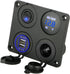 Linkstyle 4 in 1 Charger Socket Panel, 12V Dual USB Charger Socket & LED Voltmeter for Car & Marine