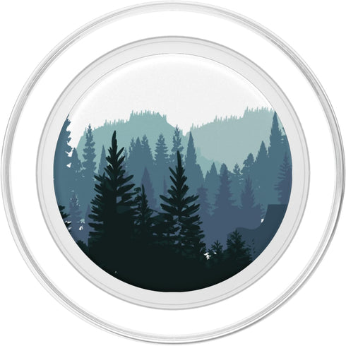 Pine Tree Mountain Scene Teal Forest Pattern PopSockets PopGrip for MagSafe