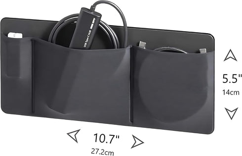 AMOZIFY 3-Pocket Organizer, Mouse Holder for Laptop Stick On, Adhesive Pouch & External Hard Drive Sleeve, SSD Storage