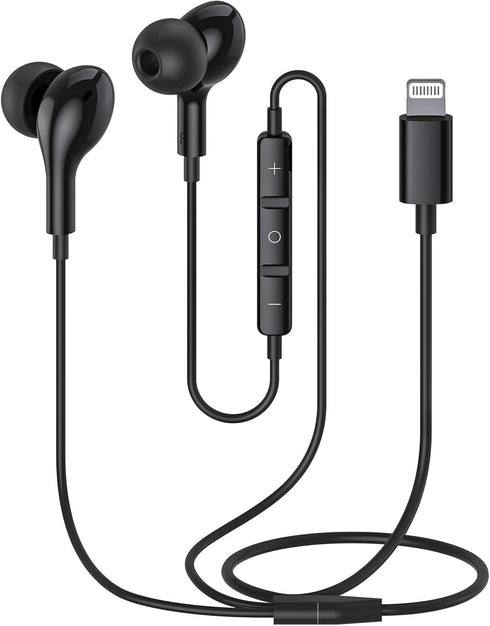 Guguearth Lightning Headphones for iPhone, MFi Certified Magnetic Earbuds with Mic, Compatible with iPhone 14-7 (Black)