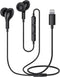Guguearth Lightning Headphones for iPhone, MFi Certified Magnetic Earbuds with Mic, Compatible with iPhone 14-7 (Black)