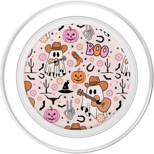 Spooky Ghost Cowboy Cute Halloween PopSockets PopGrip for MagSafe Boo Western Retro Pastel